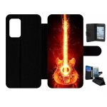 Etui a rabat pour galaxy a52 - blazing guitare - simili - cuir - noir