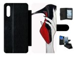 Etui a rabat pour galaxy a70s - escarpins rouge et noir - simili - cuir - noir