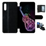 Etui a rabat pour galaxy a70 - guitare effet n�on - simili - cuir - noir