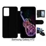 Etui a rabat pour galaxy a72 - guitare effet non - simili - cuir - noir