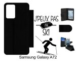 Etui a rabat galaxy a72 - j peux pas j ai ski 1 - simili - cuir - noir