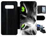 Etui � rabat galaxy note 8. 0 - chat noir et blanc yeux vert - simili - cuir - noir