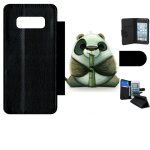 Etui a rabat galaxy note 8. 0 - funny panda pipo roseau - simili - cuir - noir