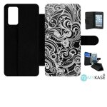 Etui a rabat pour galaxy note20 5g - baroque - simili - cuir - noir