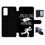 Etui a rabat pour galaxy note20 5g - j peux pas j ai patinoire 2 - simili - cuir - noir