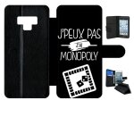 Etui a rabat galaxy note9 - j peux pas j ai monopoly 2 - simili - cuir - noir