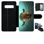 Etui a rabat galaxy s10 - loutre tu veux ma photo - simili - cuir - noir