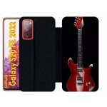 Etui a rabat pour galaxy s20 fe 2022 - guitare red - simili - cuir - noir