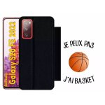 Etui a rabat pour galaxy s20 fe 2022 - je peux pas j ai basket fond blanc - simili - cuir - noir