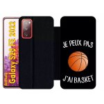 Etui a rabat pour galaxy s20 fe 2022 - je peux pas j ai basket fond noir - simili - cuir - noir