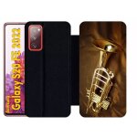 Etui a rabat pour galaxy s20 fe 2022 - trompette musique - simili - cuir - noir