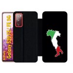 Etui a rabat pour galaxy s20 fe 5g - botte italie fond noir - simili - cuir - noir