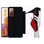 Etui a rabat pour galaxy s20 fe 5g - escarpins rouge et noir - simili - cuir - noir
