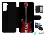 Etui a rabat pour galaxy s21 + 5g - guitare red - simili - cuir - noir