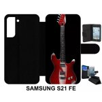 Etui a rabat pour galaxy s21 fe 5g - guitare red - simili - cuir - noir