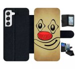 Etui a rabat pour galaxy s22 5g - smiley clown nez rouge - simili - cuir - noir