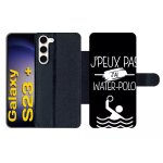 Etui a rabat pour galaxy s23 + - j peux pas j ai water polo 2 - simili - cuir - noir