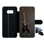 Etui a rabat galaxy s8 + - guitare rock n roll - simili - cuir - noir