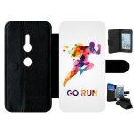 Etui a rabat - go running motivation - compatible avec sony xperia xz2 - simili - cuir - bord noir