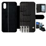 Etui a rabat - guitare 1 - compatible avec apple iphone x - simili - cuir - bord noir