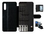 Etui a rabat - guitare 1 - compatible avec samsung galaxy a70s - simili - cuir - bord noir