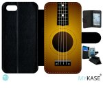 Etui a rabat - guitare - compatible avec apple iphone se 2020 - simili - cuir - bord noir