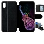 Etui a rabat pour iphone xs max - guitare effet non - simili - cuir - noir