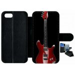 Etui a rabat - guitare red - compatible avec apple iphone se 2020 - simili - cuir - bord noir
