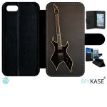 Etui a rabat - guitare rock n roll - compatible avec apple iphone se 2020 - simili - cuir - bord noir ...