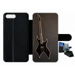Etui a rabat - guitare rock n roll - compatible avec apple iphone 7 plus - plastique - bord noir