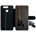 Etui a rabat - guitare rock n roll - compatible avec huawei p9 - plastique - bord noir