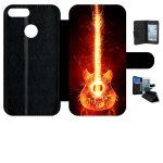 Etui a rabat honor 9 lite - blazing guitare - simili - cuir - noir