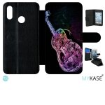Etui a rabat pour huawei p smart 2019 - guitare effet non - simili - cuir - noir