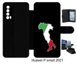 Etui a rabat huawei p smart 2021 - botte italie fond noir - simili - cuir - noir