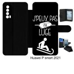 Etui a rabat huawei p smart 2021 - j peux pas j ai luge 2 - simili - cuir - noir Etui a rabat huawei p smart 2021 - j peux pas j ai luge 2 - simili - cuir - noir