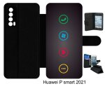 Etui a rabat huawei p smart 2021 - rebus i love windows and phone - simili - cuir - noir