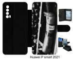 Etui a rabat huawei p smart 2021 - sac de boxe black and white - simili - cuir - noir