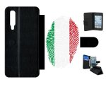 Etui a rabat huawei p30 - empreinte digitale drapeau italie italy - simili - cuir - noir
