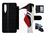 Etui a rabat pour huawei p30 - escarpins rouge et noir - simili - cuir - noir