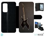 Etui a rabat huawei p40 - guitare rock n roll - simili - cuir - noir