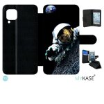 Etui a rabat huawei p40 lite - astronaute planete - simili - cuir - noir