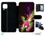 Etui a rabat huawei p40 lite - d�cor abstrait feuille arabesque - simili - cuir - noir