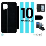 Etui a rabat huawei p40 lite - equipe maillot marseille - simili - cuir - noir