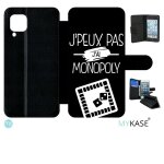 Etui a rabat huawei p40 lite - j peux pas j ai monopoly 2 - simili - cuir - noir