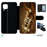 Etui a rabat huawei p40 lite - trompette musique - simili - cuir - noir