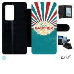 Etui a rabat huawei p40 pro - team gauchers - simili - cuir - noir