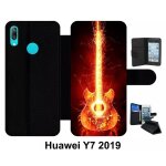 Etui a rabat huawei y7 - blazing guitare - simili - cuir - noir