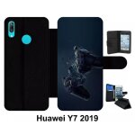 Etui a rabat huawei y7 - manette 3d xbox game - simili - cuir - noir