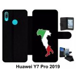 Etui a rabat huawei y7 pro - botte italie fond noir - simili - cuir - noir