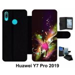 Etui a rabat huawei y7 pro - décor abstrait feuille arabesque - simili - cuir - noir Etui a rabat huawei y7 pro - décor abstrait feuille arabesque - simili - cuir - noir